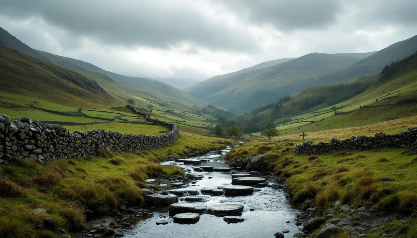 Trail running course through mixed terrain in North Yorkshire, GB