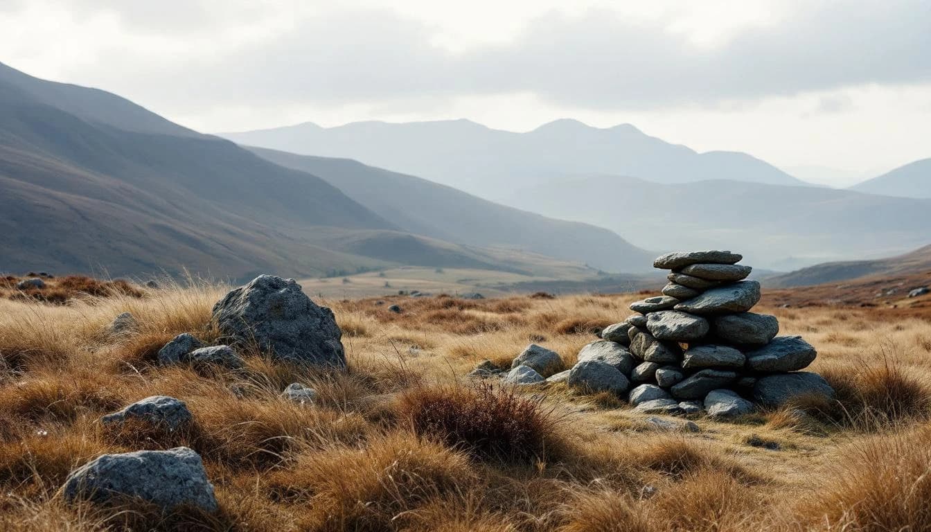 Trail running course through mixed terrain in Scotland, GB