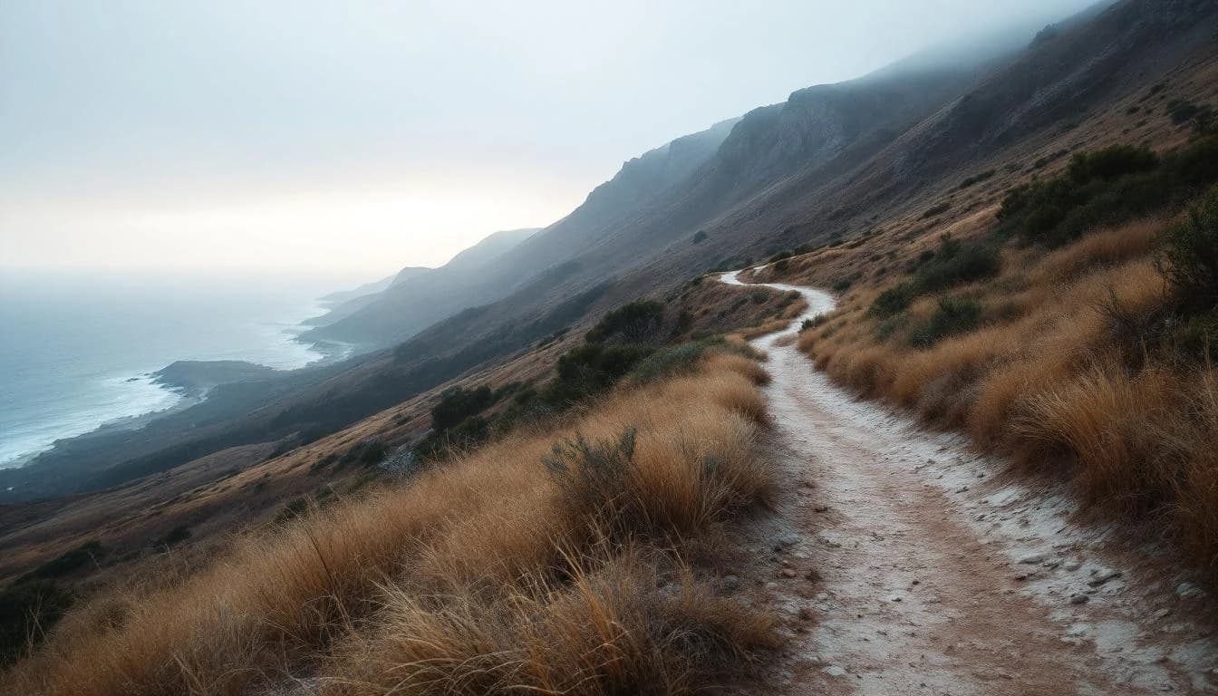 Trail running course through mixed terrain in South Australia, AU