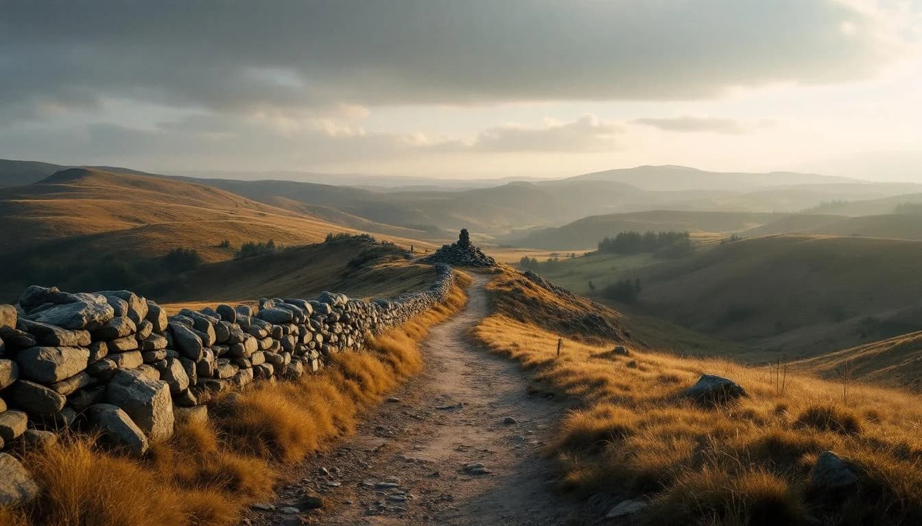 Trail running course through mixed terrain in Cumbria, GB