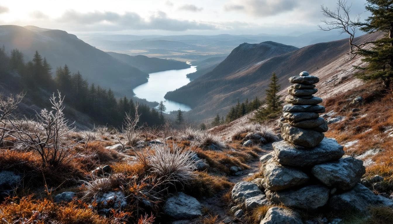 Trail running course through mixed terrain in Cumbria, GB