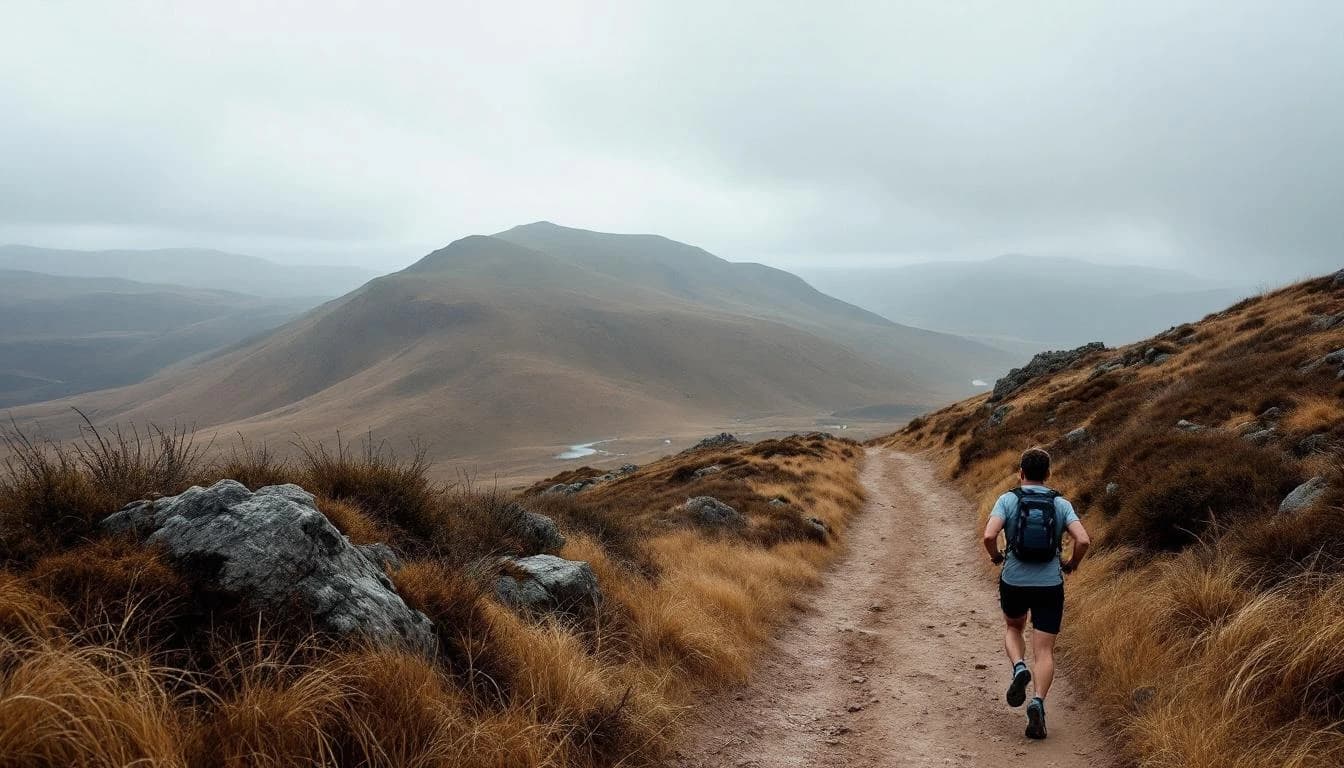 Trail running course through mixed terrain in East Yorkshire, GB