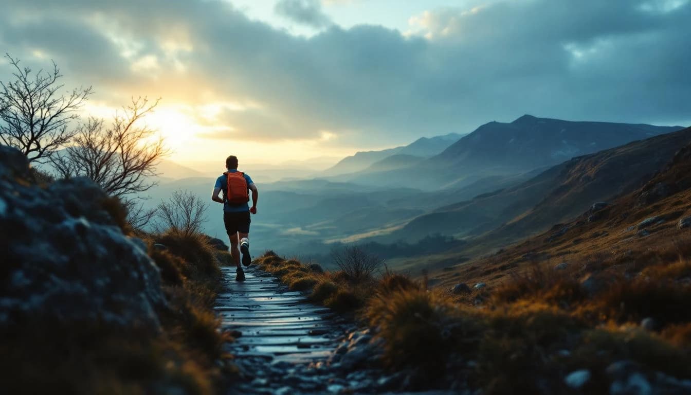 Trail running course through mixed terrain in East Yorkshire, GB