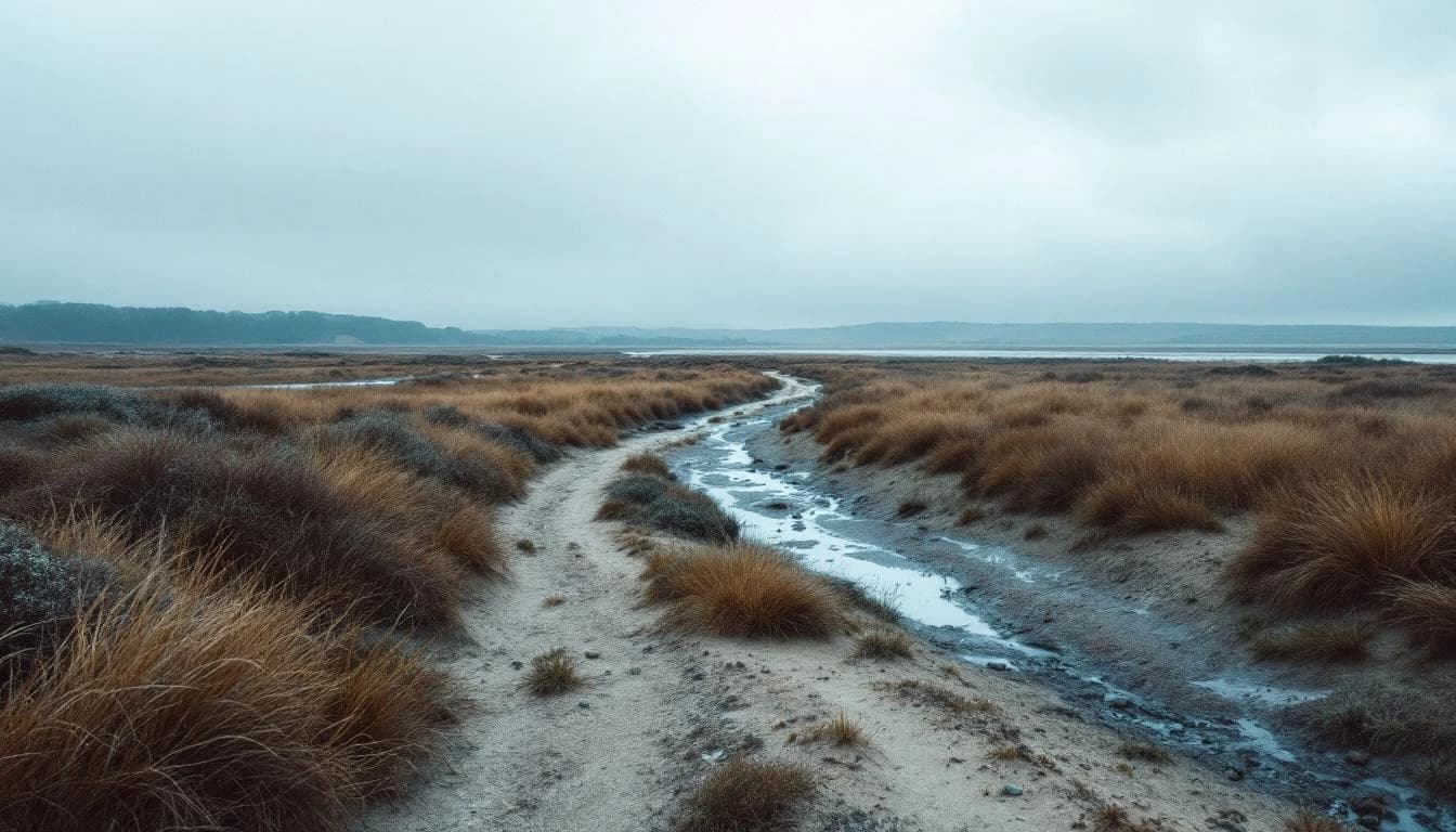 Trail running course through mixed terrain in East Yorkshire, GB