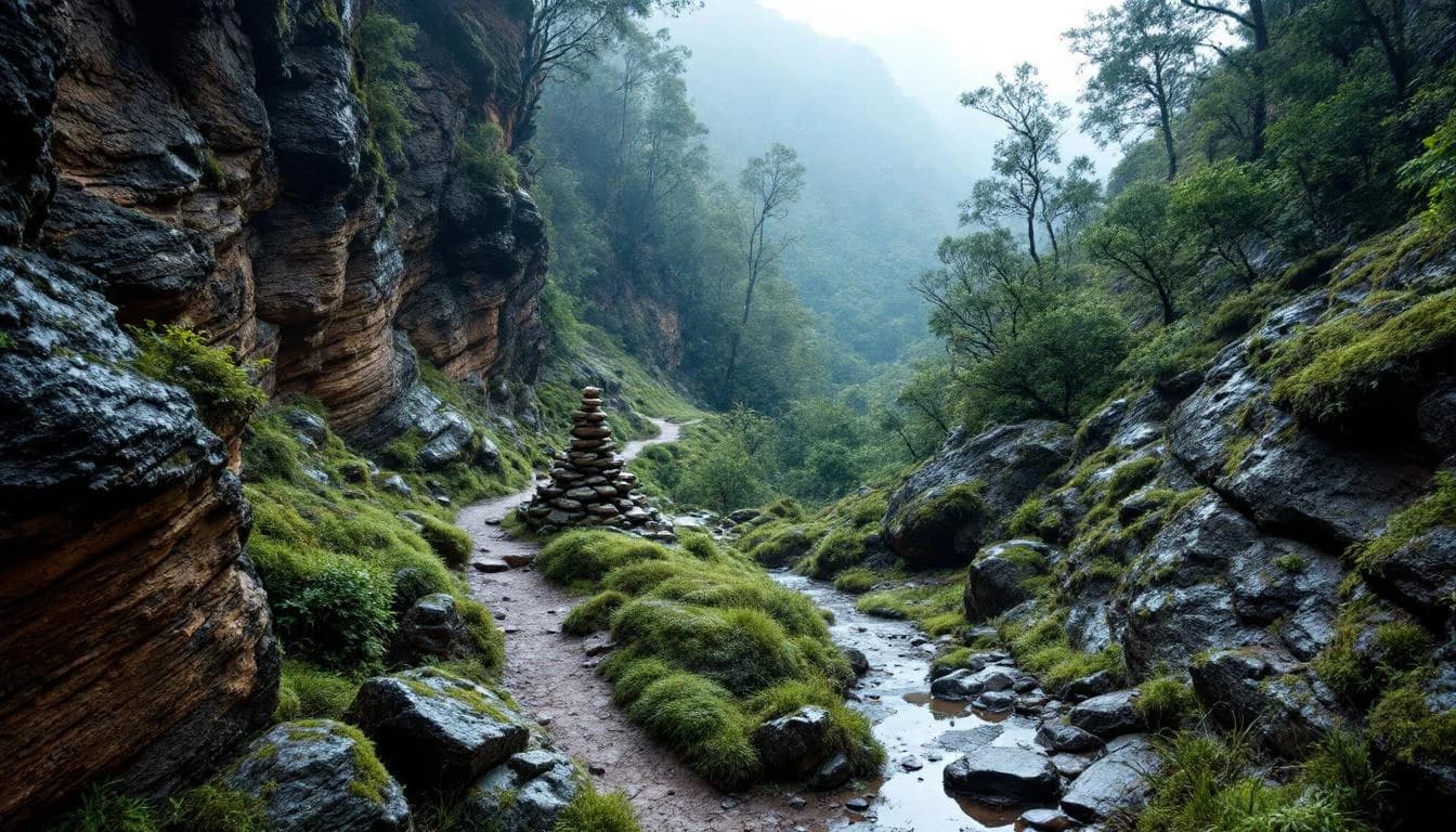 Trail running course through technical terrain in New South Wales, AU