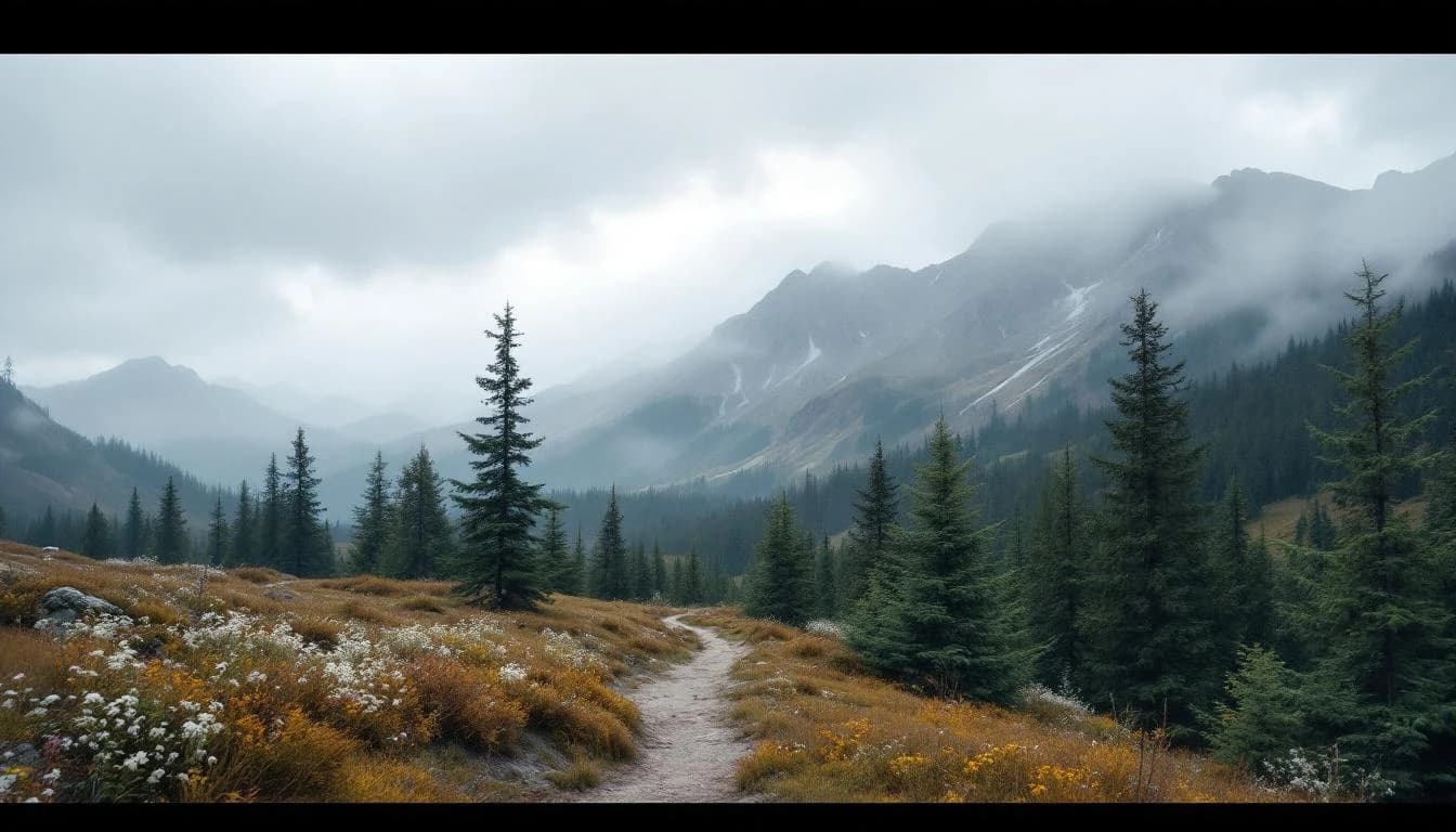 Trail running course through singletrack trails near Kranjska Gora, SI