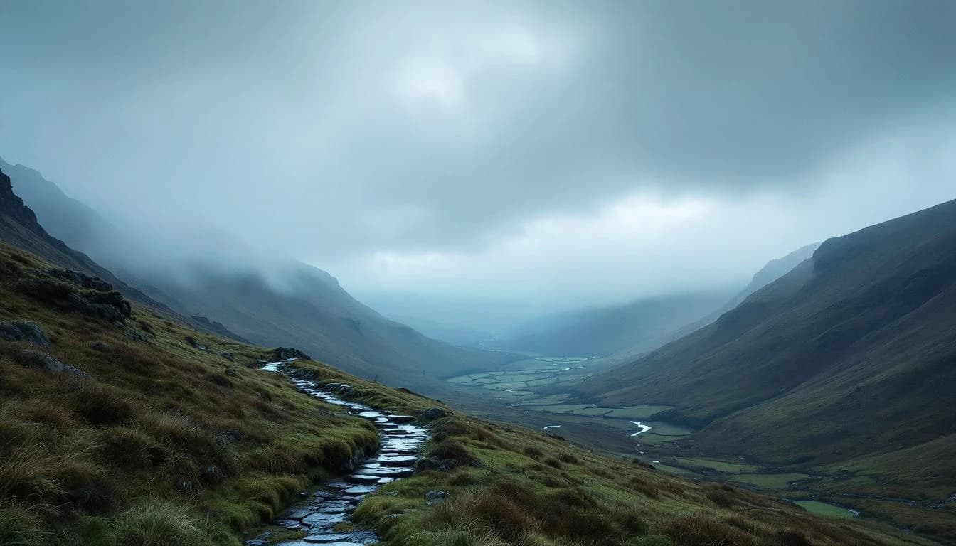 Trail running course through mixed terrain in Shropshire, GB
