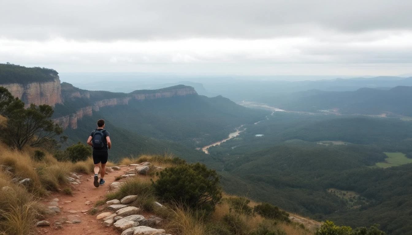 Trail running course through mixed terrain in New South Wales, AU