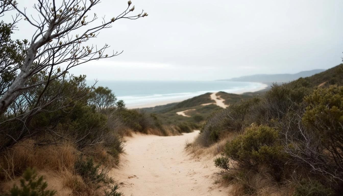 Trail running course through mixed terrain in New South Wales, AU