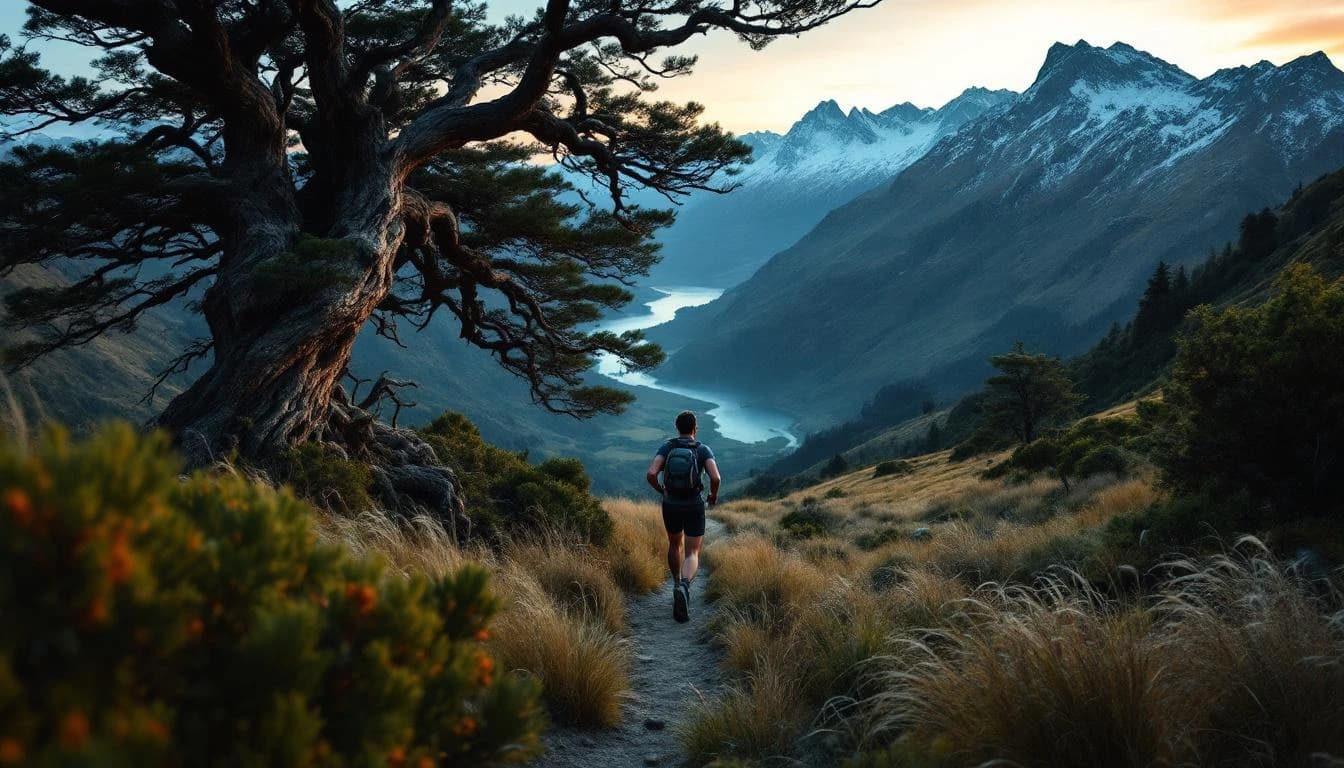 Trail running course through mixed terrain in Waikato, NZ