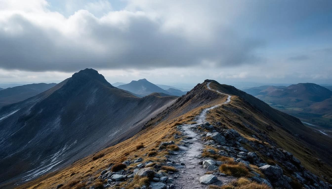 Trail running course through technical terrain in Cumbria, GB