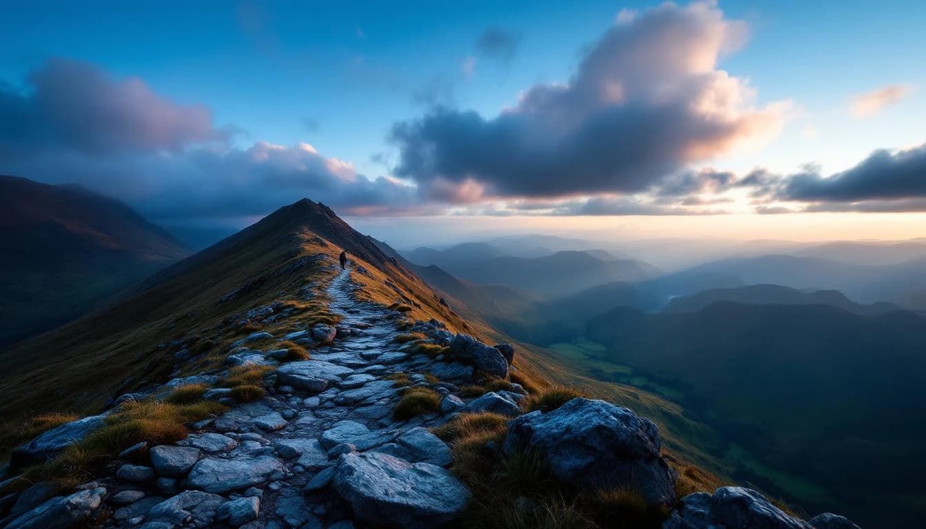 Trail running course through technical terrain in Cumbria, GB