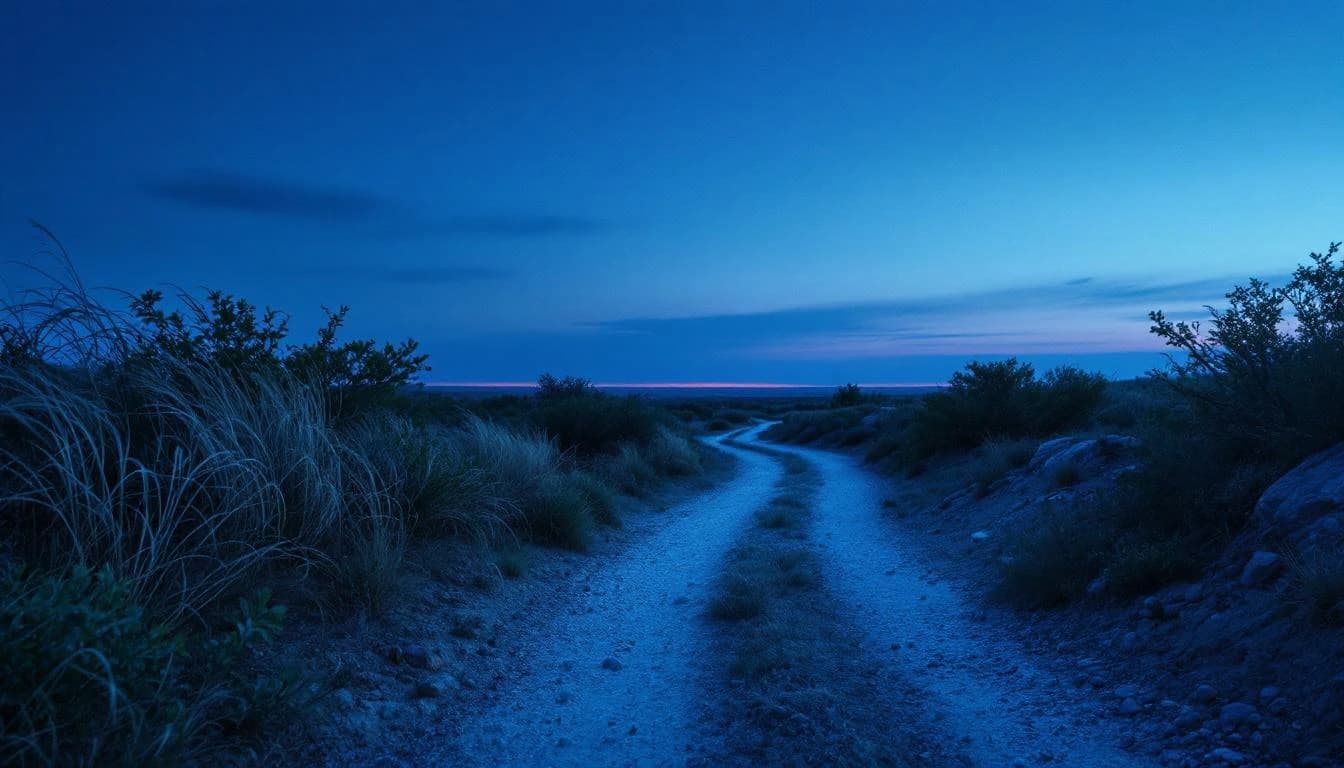Trail running course through mixed terrain in Texas, USA
