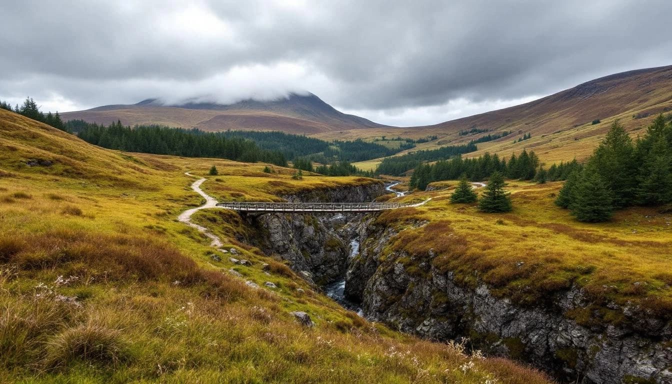 Trail running course through mixed terrain in North Yorkshire, GB
