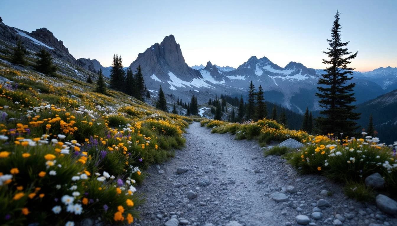 Trail running course through singletrack trails in California, USA