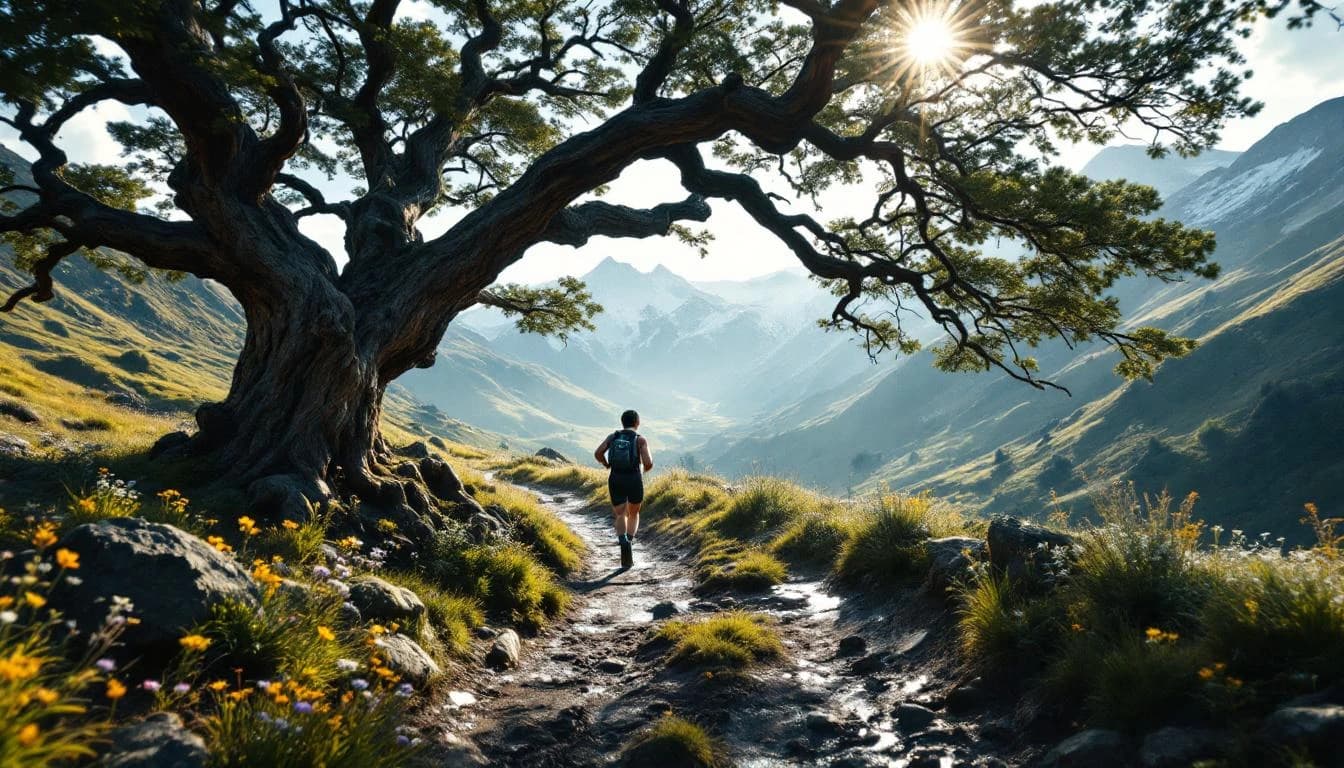Trail running course through mixed terrain in Wiltshire, GB