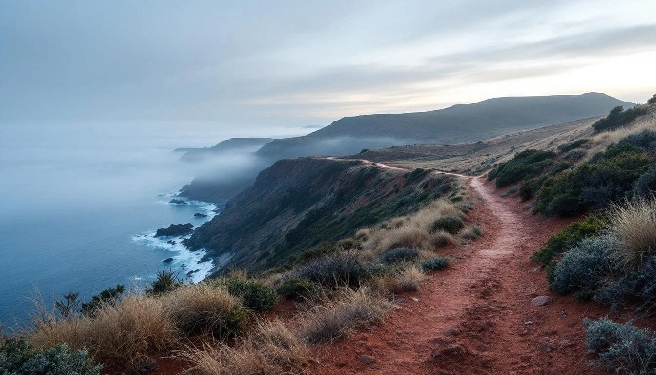 Trail running course through mixed terrain in Victoria, AU
