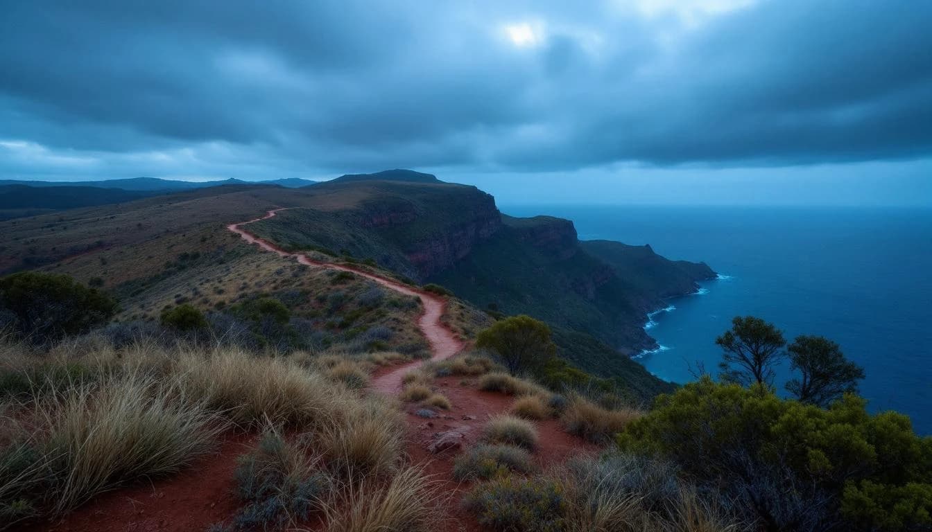 Trail running course through mixed terrain in Victoria, AU