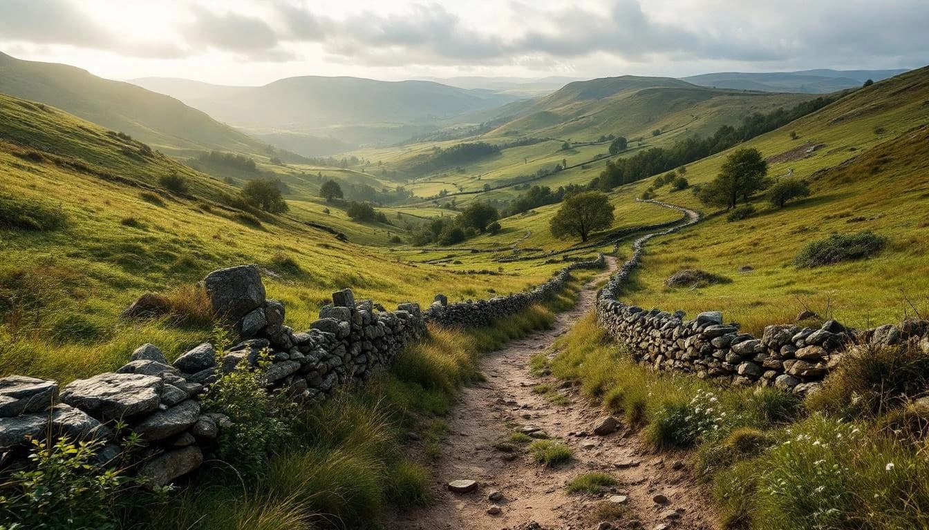 Trail running course through mixed terrain in Shropshire, GB
