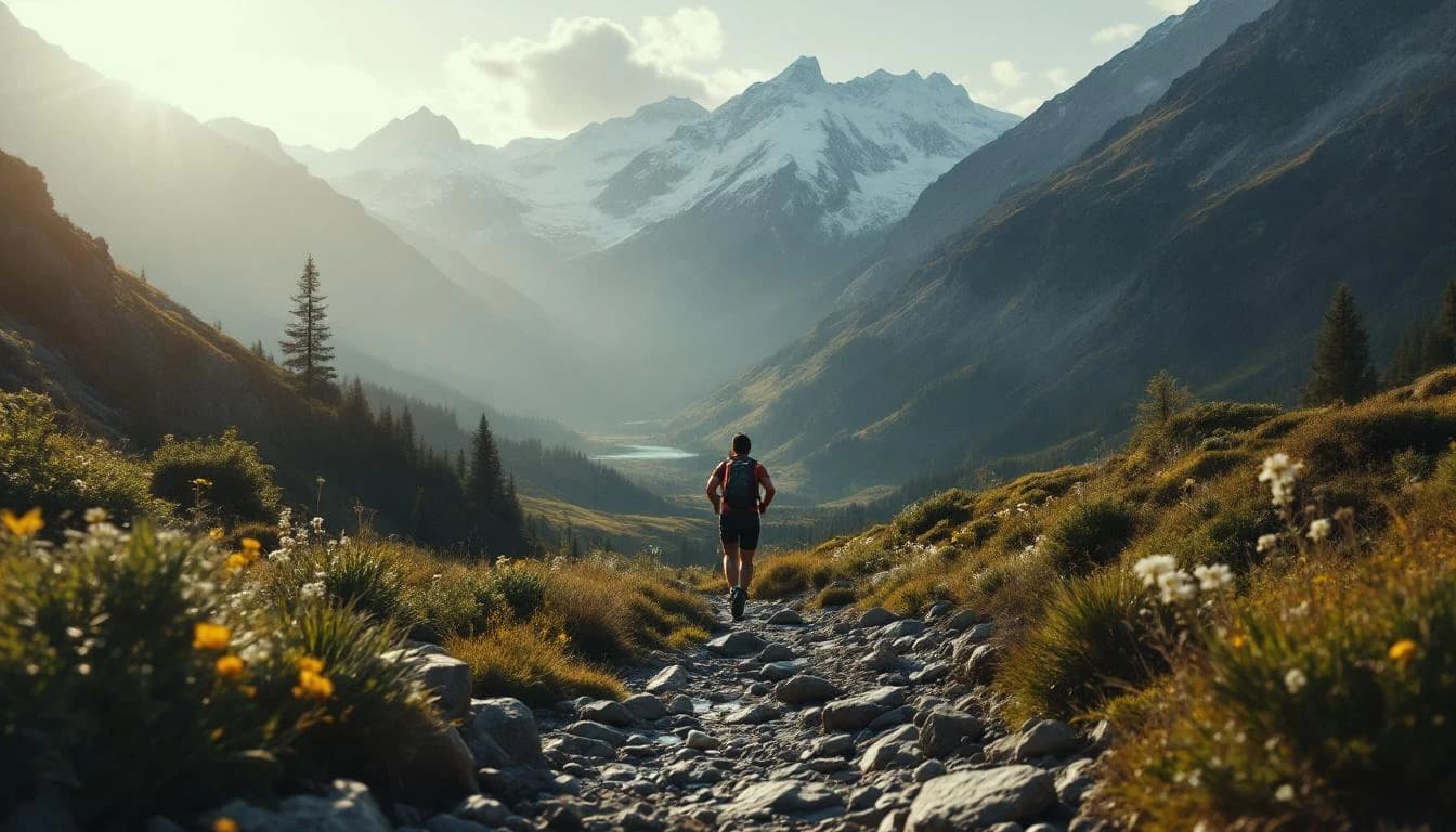 Trail running course through technical terrain in Otago, NZ