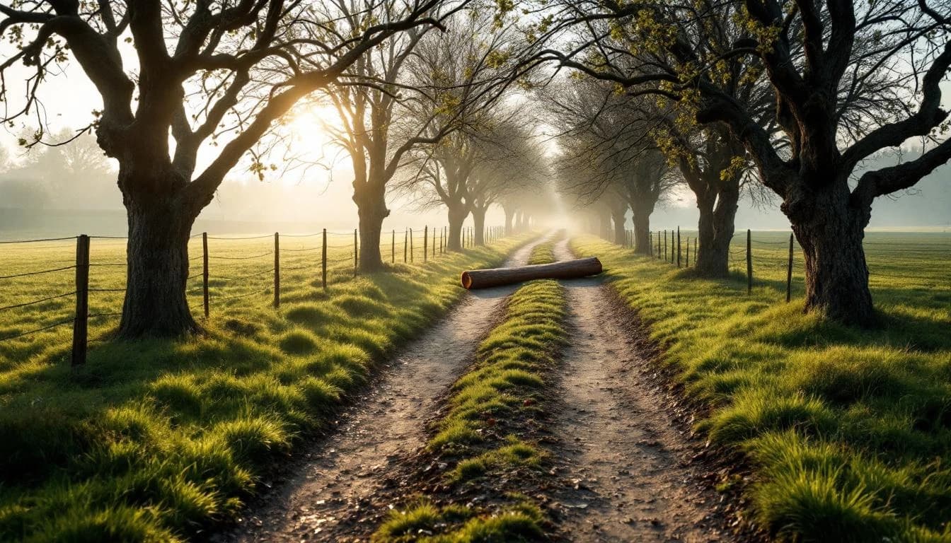 Trail running course through mixed terrain in California