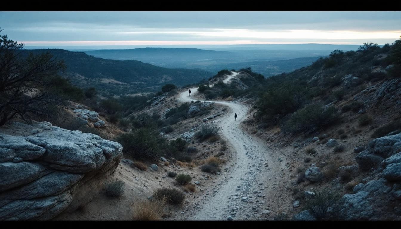 Trail running course through singletrack trails in Texas, USA