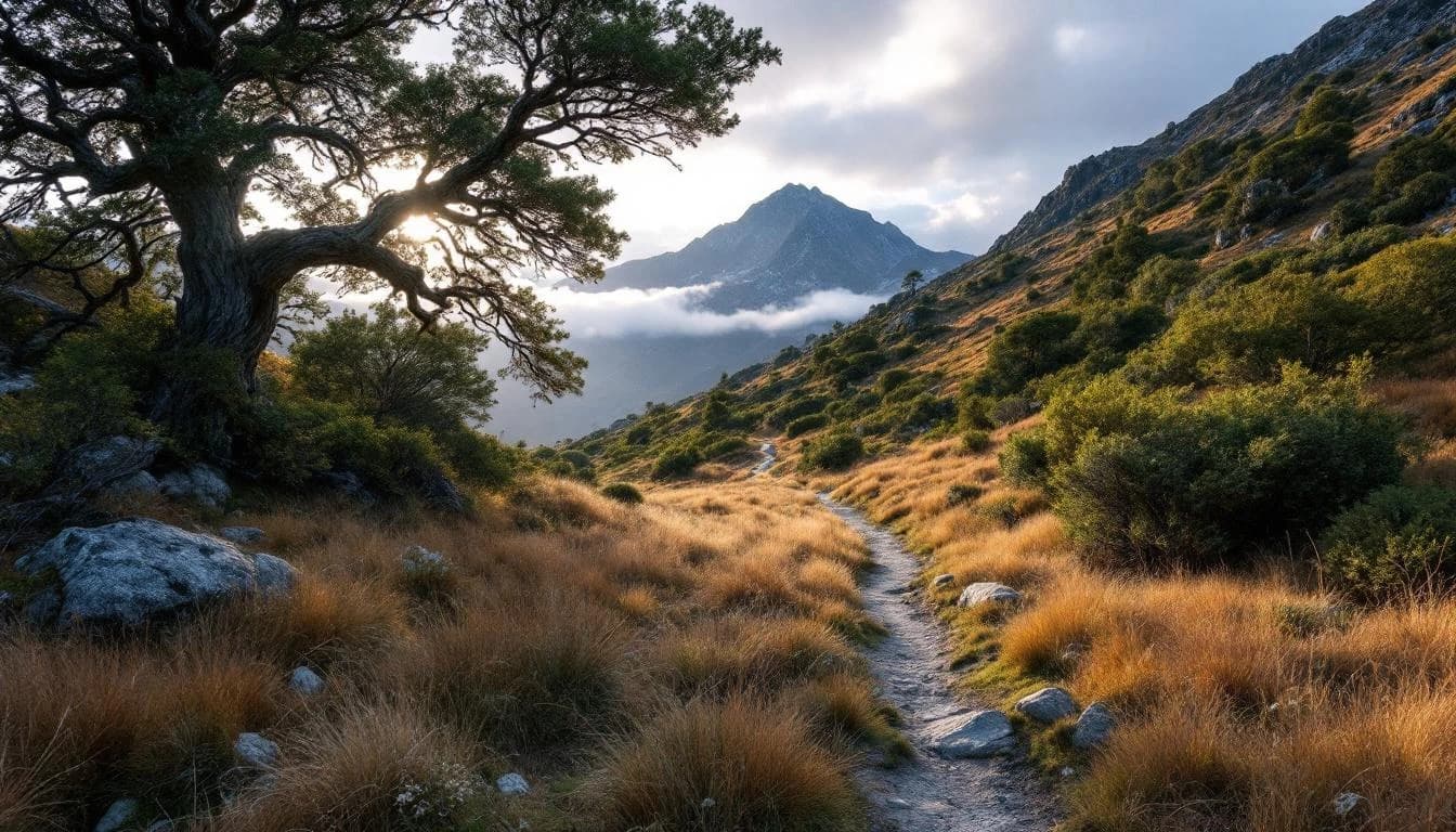 Trail running course through technical terrain in Otago, NZ