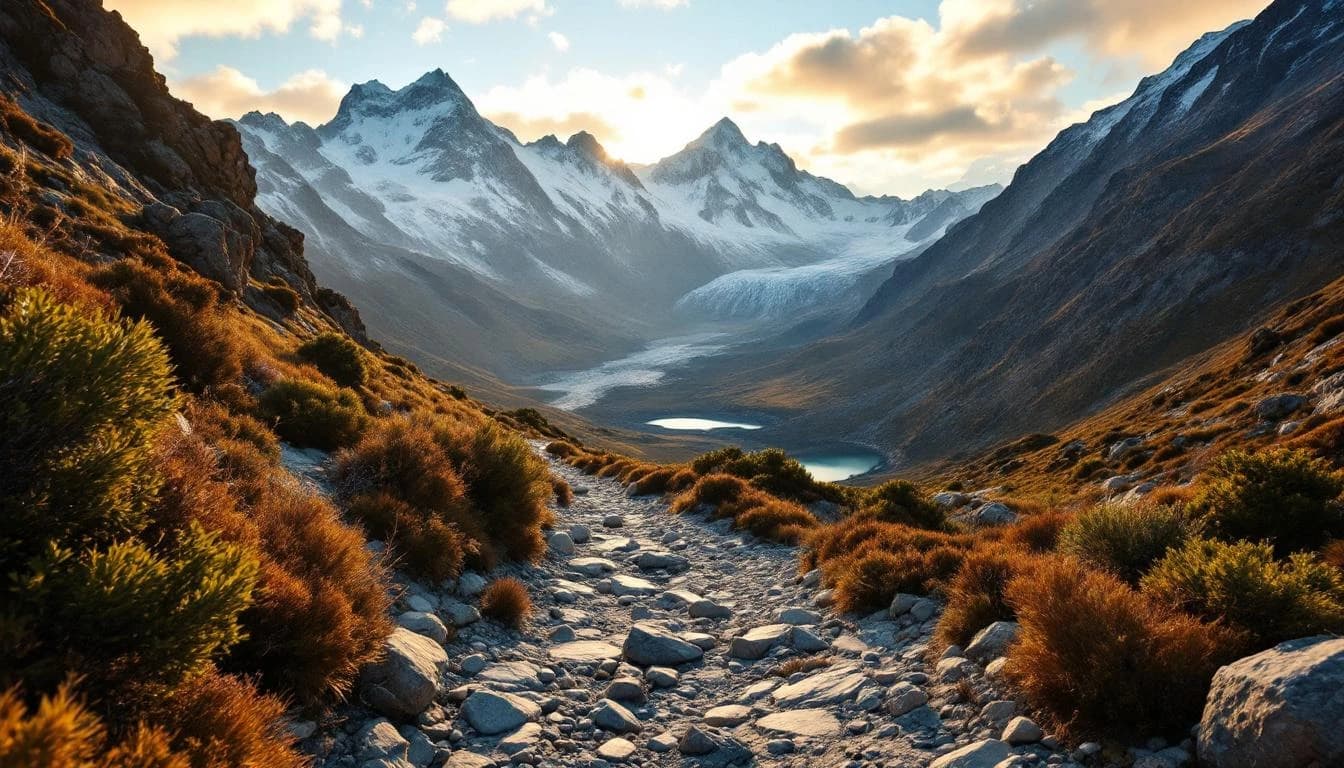 Trail running course through technical terrain in Otago, NZ