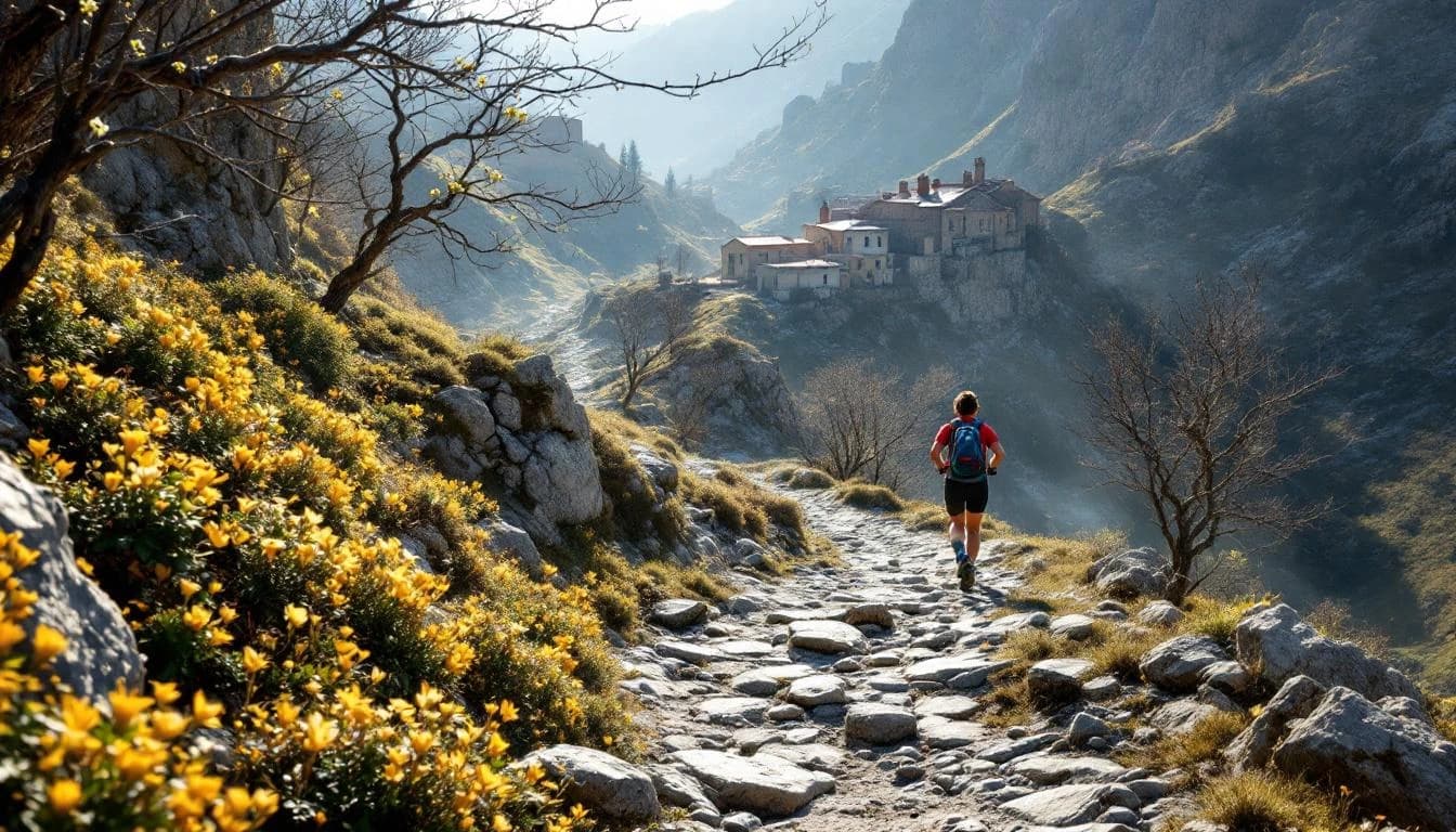 Trail running race course landscape