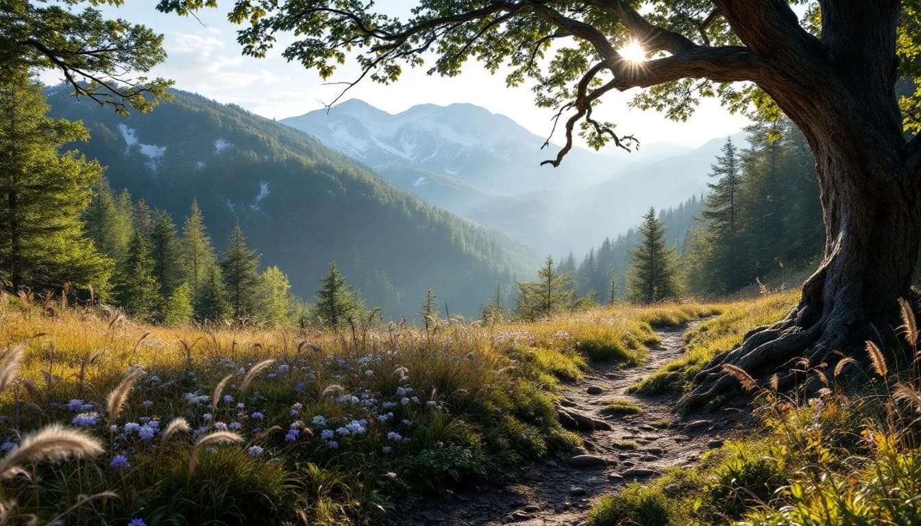 Trail running course through mixed terrain in Illinois, USA