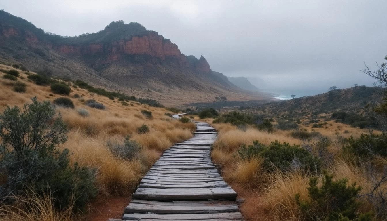 Trail running course through mixed terrain in NSW, AU