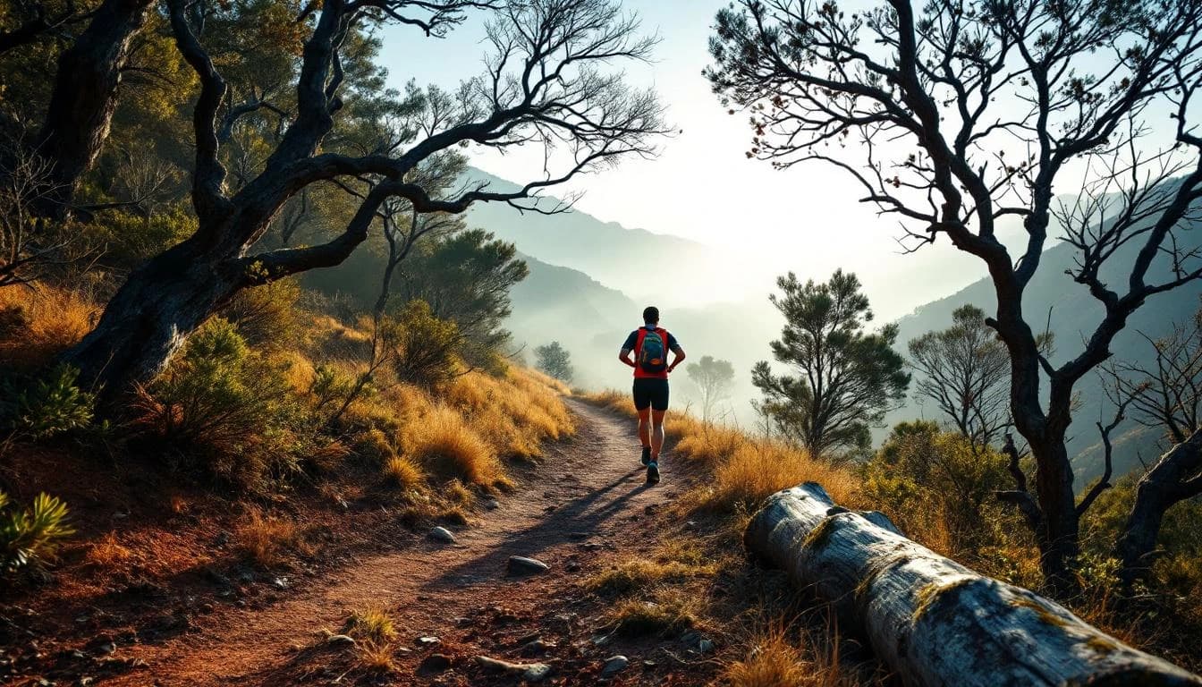 Trail running course through mixed terrain in NSW, AU