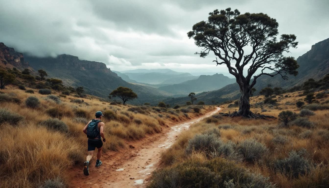 Trail running course through mixed terrain in NSW, AU