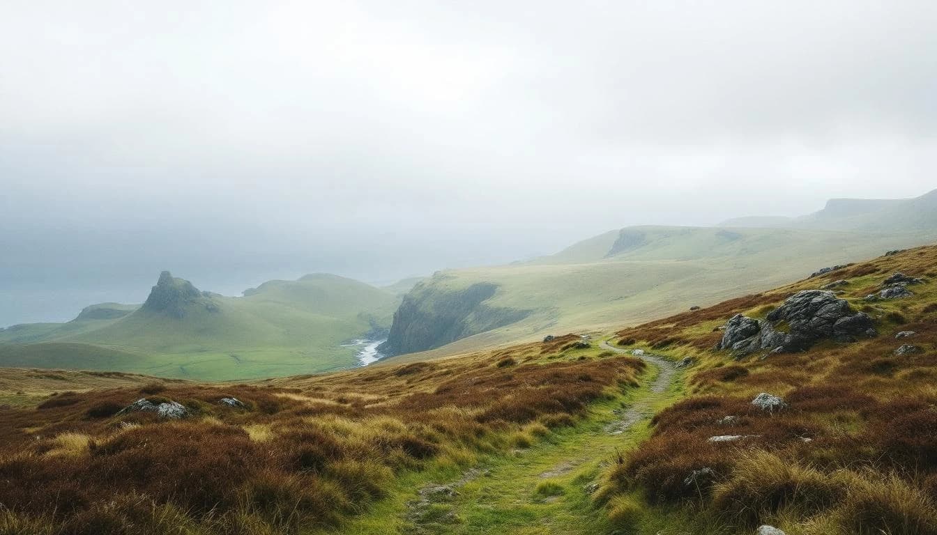 Trail running course through mixed terrain in Wales, GB