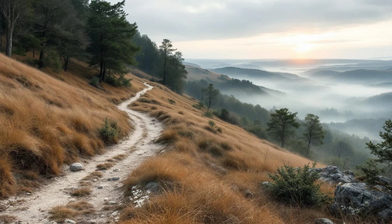 Trail running course through mixed terrain in Hertfordshire, GB