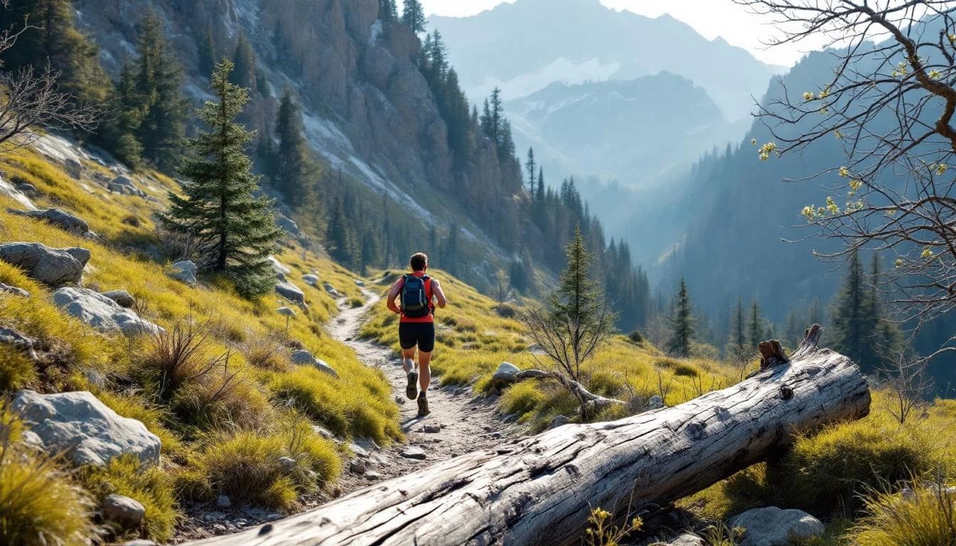Trail running course through technical terrain in Utah, USA