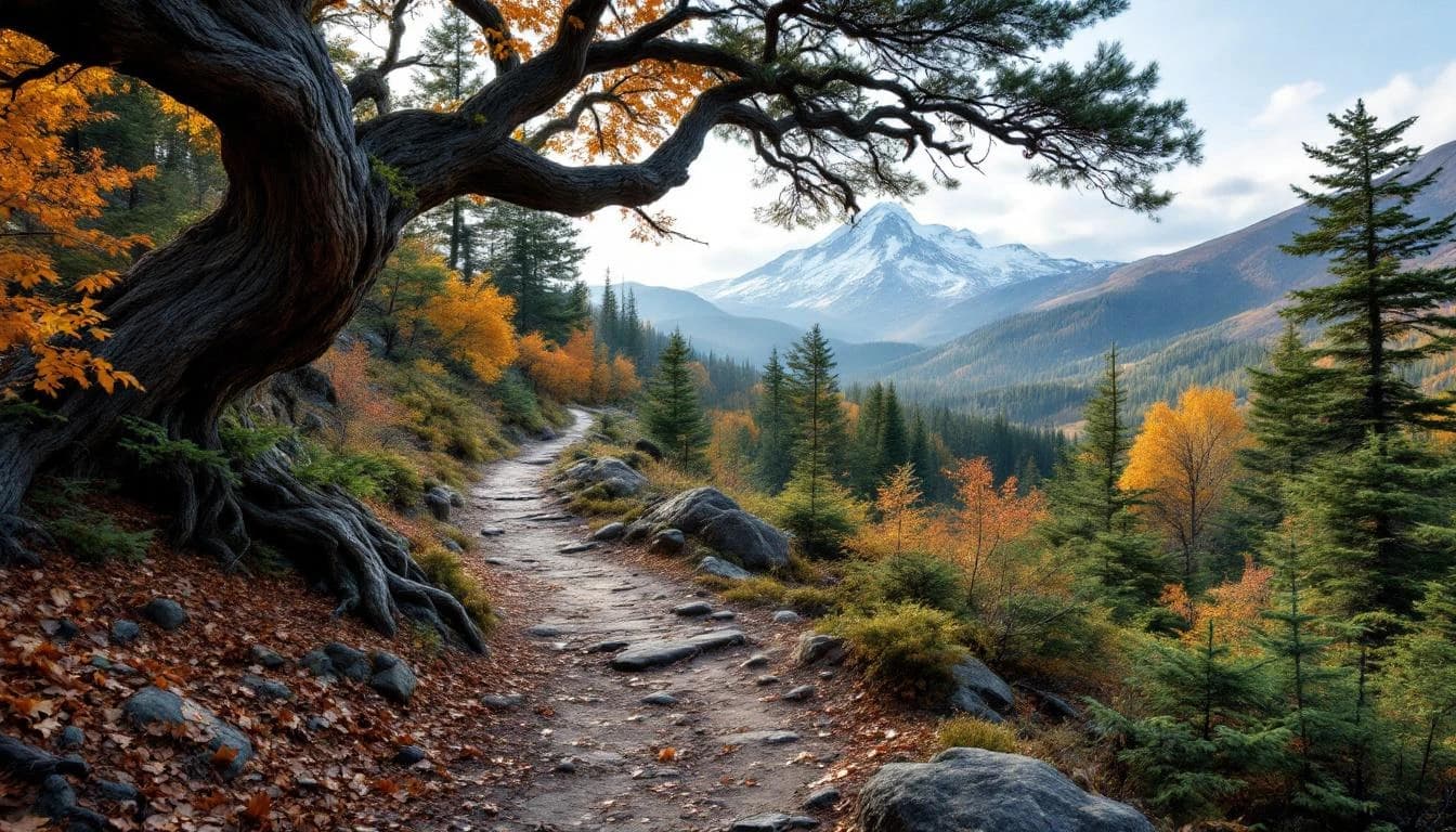 Trail running race course landscape