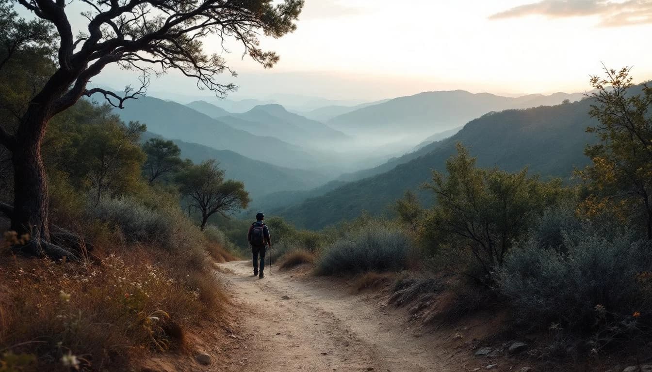 Trail running course through singletrack trails in Texas, USA