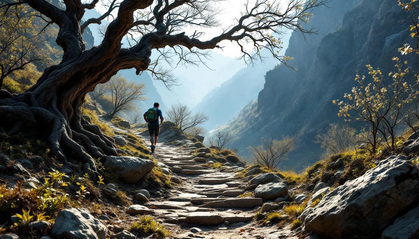 Trail running course through mixed terrain in Los Ríos, CL