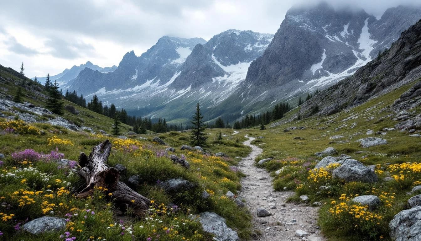 Trail running course through mixed terrain near Chamonix, FR