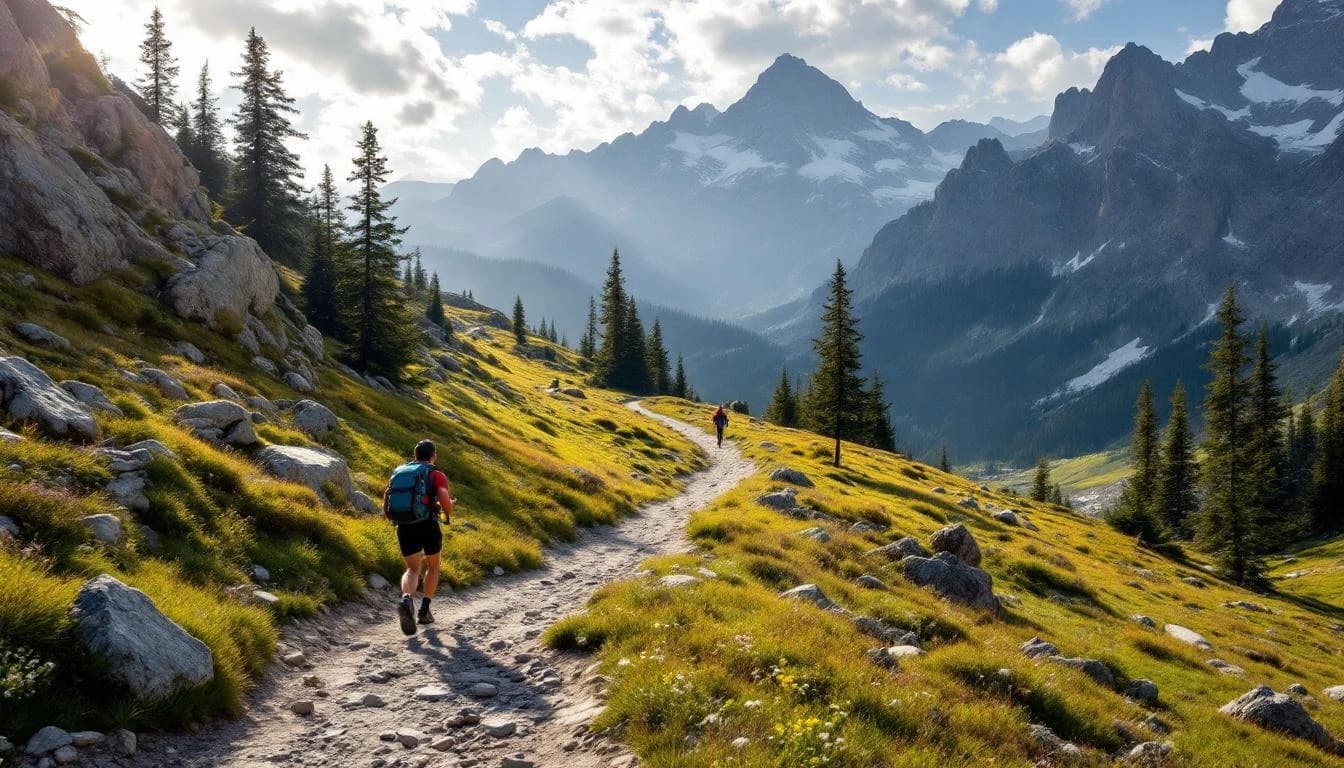 Trail running race course landscape