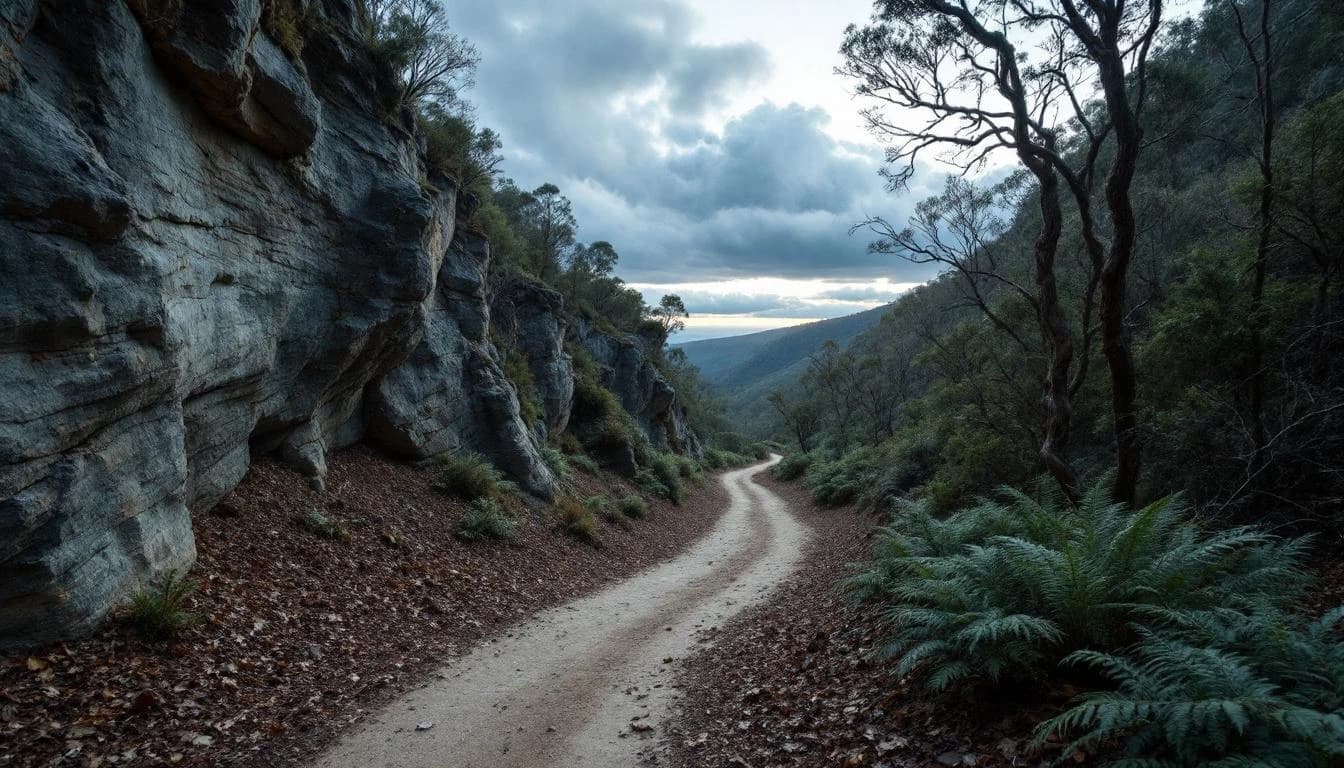 Trail running course through mixed terrain in New South Wales, AU